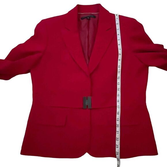 Anne Klein ~ beautiful red blazer ~ attached belt ~ size 14 - Picture 10 of 13